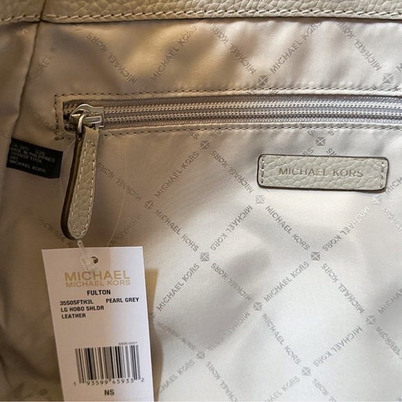 Michael Kors Fulton Large Pearl Grey Leather Hobo Bag - Picture 12 of 16